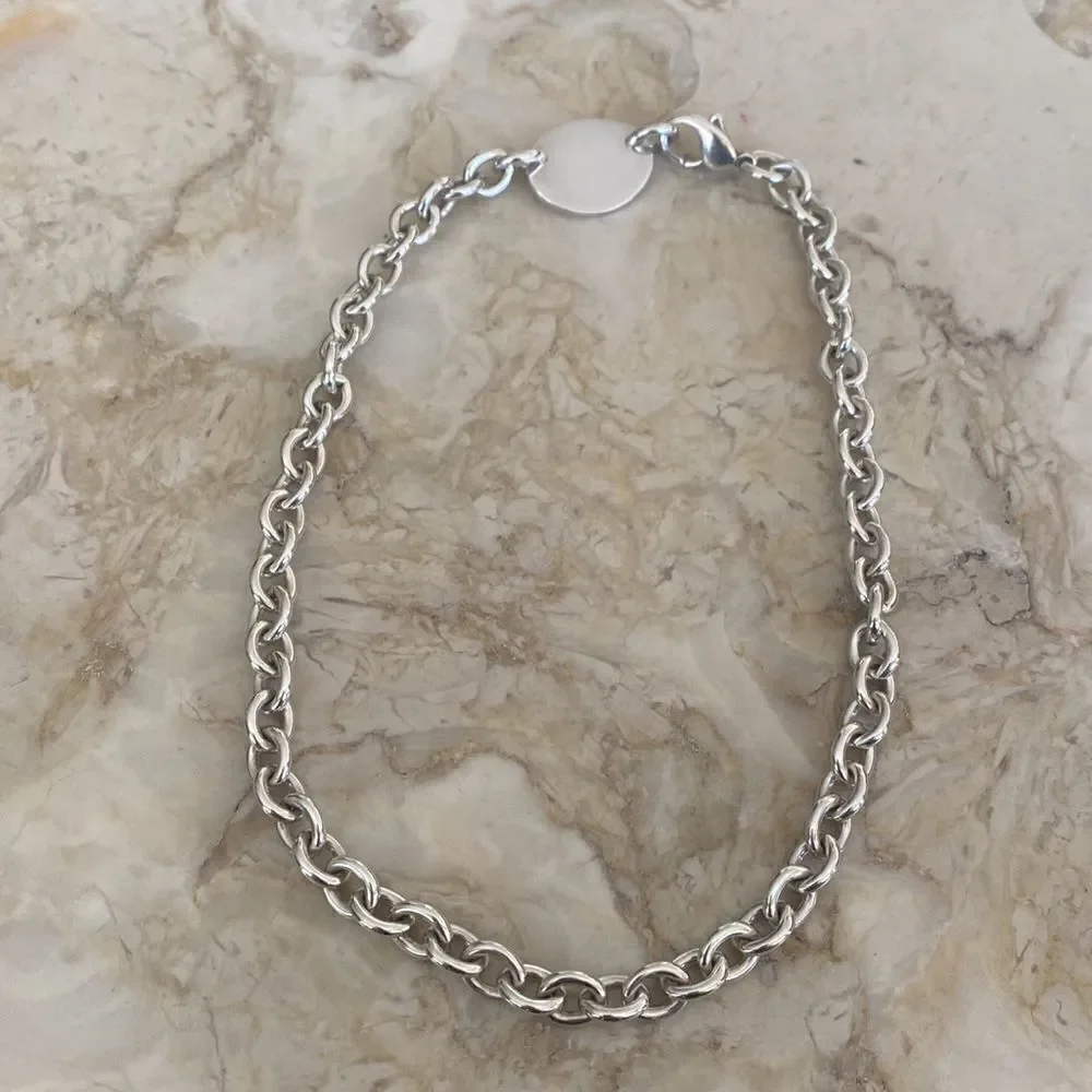 Tiffany & Co. Return To Tiffany Oval Tag Chunky Rolo Link Necklace 925 Sterling - Picture 6 of 12